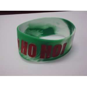  Rubber Wristband Ho Ho Ho 1 Bracelet Green & White Tie Dye 