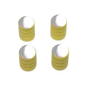  Golf Ball   Golfing Tire Rim Valve Stem Caps   Yellow 