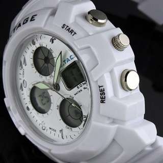   Digital Analog Style Dual Date Alarm Rubber Mens Sport Wrist Watch