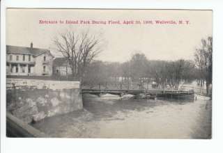 Island Park Entrance Flood Postcard Wellsville NY Old Vintage Allegany 