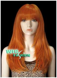 New Long Dark Orange Wavy Cosplay Hair Wig NG58  