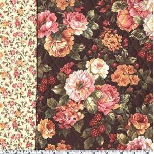  45 Wide Hampton Rose Double sided Quilted Brown Fabric 