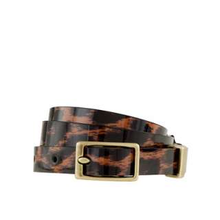 Patent leather belt in leopard   belts   Womens accessories   J.Crew