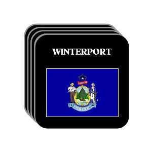 US State Flag   WINTERPORT, Maine (ME) Set of 4 Mini Mousepad Coasters