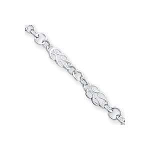  7.5in Fancy Knot Link Bracelet   Sterling Silver Jewelry