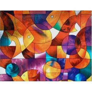  Fish Stained Glass Privacy Window Film 36 Wide x 50 ft. Roll 
