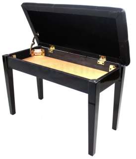 Ebony Wood Double Piano Keyboard Bench Seat Storage  
