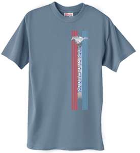 Ford Mustang Racing Stripe Blue Tee Shirt T shirt  