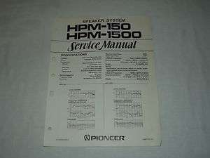 Pioneer HPM 150 HPM 1500 Speaker System Service Manual X Rare  
