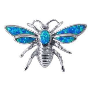 Gem Avenue 37mm x 23mm Blue and Green Opal Bee Sterling Silver Slide 