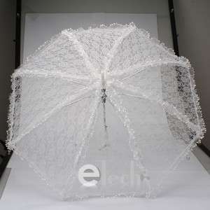 Pink White Elegant Bridal Lace Wedding Umbrella Parasol  
