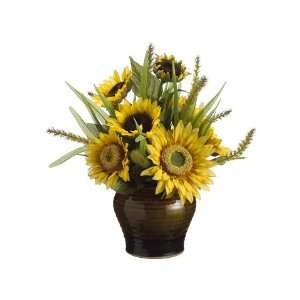  Set of 2   18 Sunflower/Foxtail in Ceramic Vase Yellow 