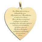   Prayer Heart Pendant, Solid 14k Yellow Gold, 1 in, size of quarter