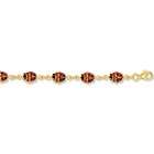 JewelBasket 14k Yellow Gold Cable Link Bracelet With Ladybug 