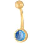 Body Candy 14K Yellow Gold Cabochon Blue Topaz Belly Ring