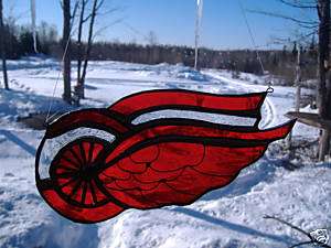 Small Wing red, stained glass suncatcher  