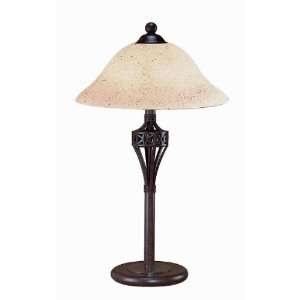   Source LS 3357H Crown Table Lamp, Antique Rust Metal with Glass Shade