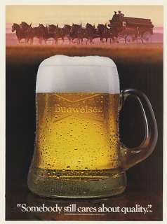 1987 Budweiser Beer Large Mug Horse Drawn Wagon Ad  
