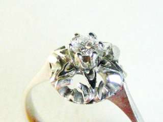Antique French 18k White Gold Diamond Ring  