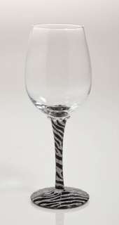 Handpainted Frosted Wine Glass, Zebra,3CWG148  