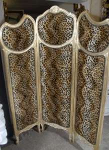 French Gilt Leopard Print Screen Room Divider  