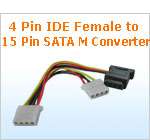 15Pin SATA Male to 2 15Pin SATA Female HDD Power Cable  