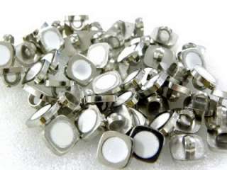 30 Square Silver White Plastic Shank Craft Buttons C222  