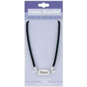   Beautiful Sister Necklace Silver With Black Band