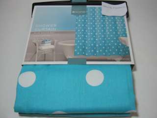 Home Fabric Shower Curtain Blue Polka Dot NIP  