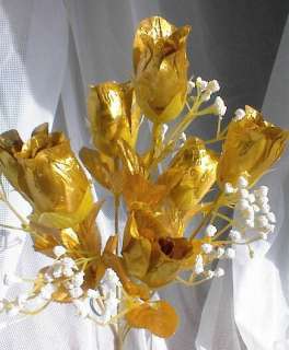 84 GOLD Silk Roses Buds Wedding Bouquet Flowers  
