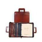 Scully Crocodile Leather Zip Binder With Drop Handles   Color Brown