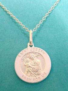 Sterling Silver Saint Joseph Charm Pendant Necklace 18  