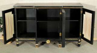 Black & Gold ITALIAN Ornate BUFFET Sideboard SERVER w/ 3 Cabinets 