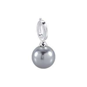  28154 Silver 12.00Mm Kera Gray Pearl Charm Jewelry