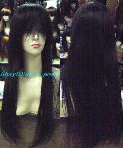 New 100% Human hair Black Brown long Womens Full WIG  