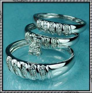 This is a spectacular beautiful wedding ring trio set with 0.25ct real 