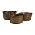 Set of 3 Decorative Antique Style Rustic Copper Colored Planter Tubs