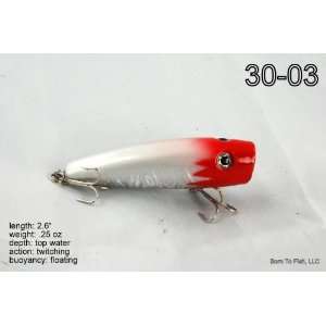   Classic Red/White Popper/Chugger Fishing Lure for Bass & Trout Sports