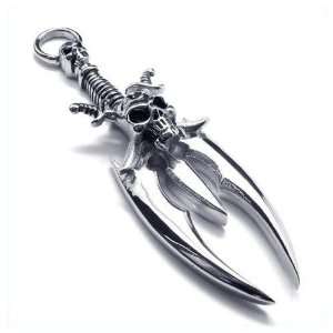   Steel Highly Polished Satan Trident Pendant Necklace Jewelry