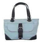 Piel Leather Leather Purse with Front Pocket   Pastel Blue/Chocolate 