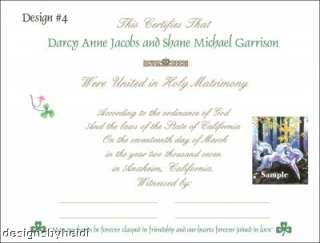 Irish Celtic Keepsake Wedding Marriage Certificate  