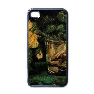 Glass With Roses By Vincent Van Gogh Black Iphone 4   Iphone 4s Case