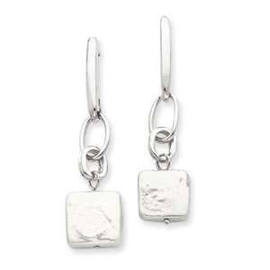    Sterling Silver Square Biwa Pearl Earrings QE3299 Jewelry