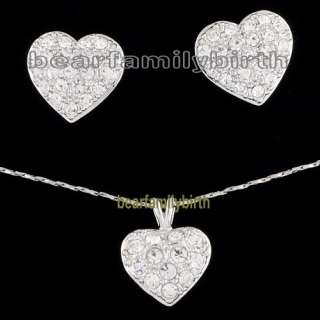 18K gold Gp Swarovski Crystal heart jewelry set 670  