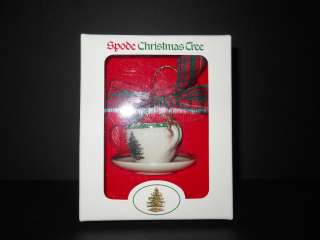 Spode Christmas Tree Miniature Tea Cup & Saucer Ornament, In Box 
