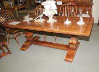 Chunky Oak Refectory Table Kitchen Trestle Rustic  