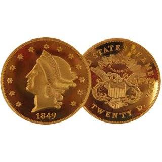  1849 $20 Liberty Double Eagle Gold BU Replica Coin 