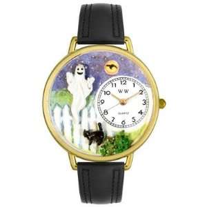  Whimsical Unisex Halloween Ghost Black Skin Leather Watch 