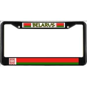  Belarus Belarusian Flag Black License Plate Frame Metal 