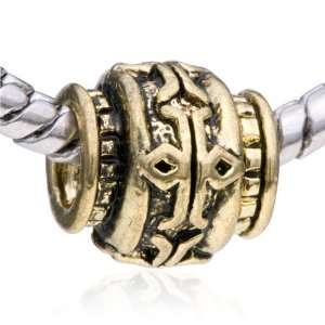   Square Shaped Gold European Charm Bead Flower Fits Pandora Bracelet